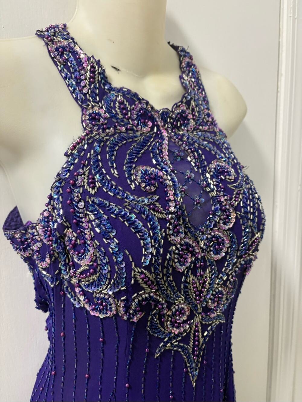 80s Alyce beaded silk maxi dress
